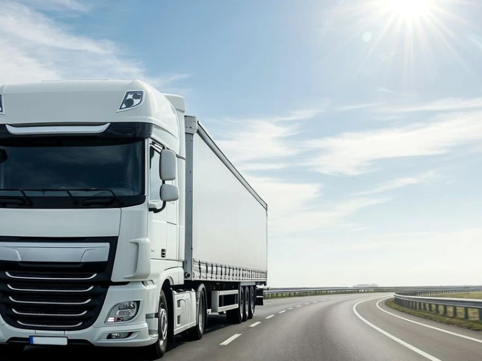 Freight truck driving on a highway