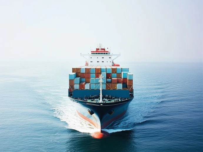 Cargo ship sailing across the sea
